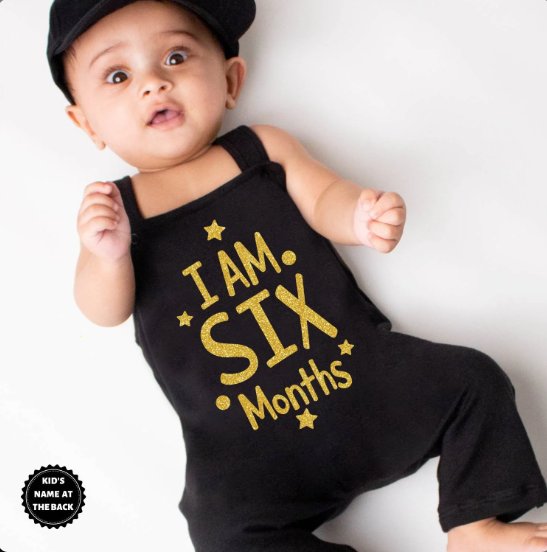 I Am 6 Month Customize Name Dungaree Outfit